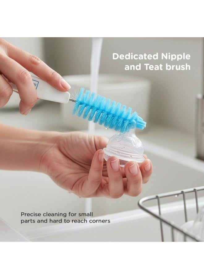 Mee Mee Nylon Bottle Brush with Nipple Cleaner | 360° Rotating Handle | High-Density Soft Bristles | BPA-Free | Scratch-Free Cleaning | Non-Toxic | Easy Grip | Dishwasher Safe (Dark Blue) - Image 4