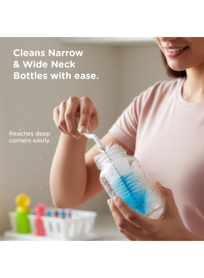 Mee Mee Nylon Bottle Brush with Nipple Cleaner | 360° Rotating Handle | High-Density Soft Bristles | BPA-Free | Scratch-Free Cleaning | Non-Toxic | Easy Grip | Dishwasher Safe (Dark Blue) - Image 2