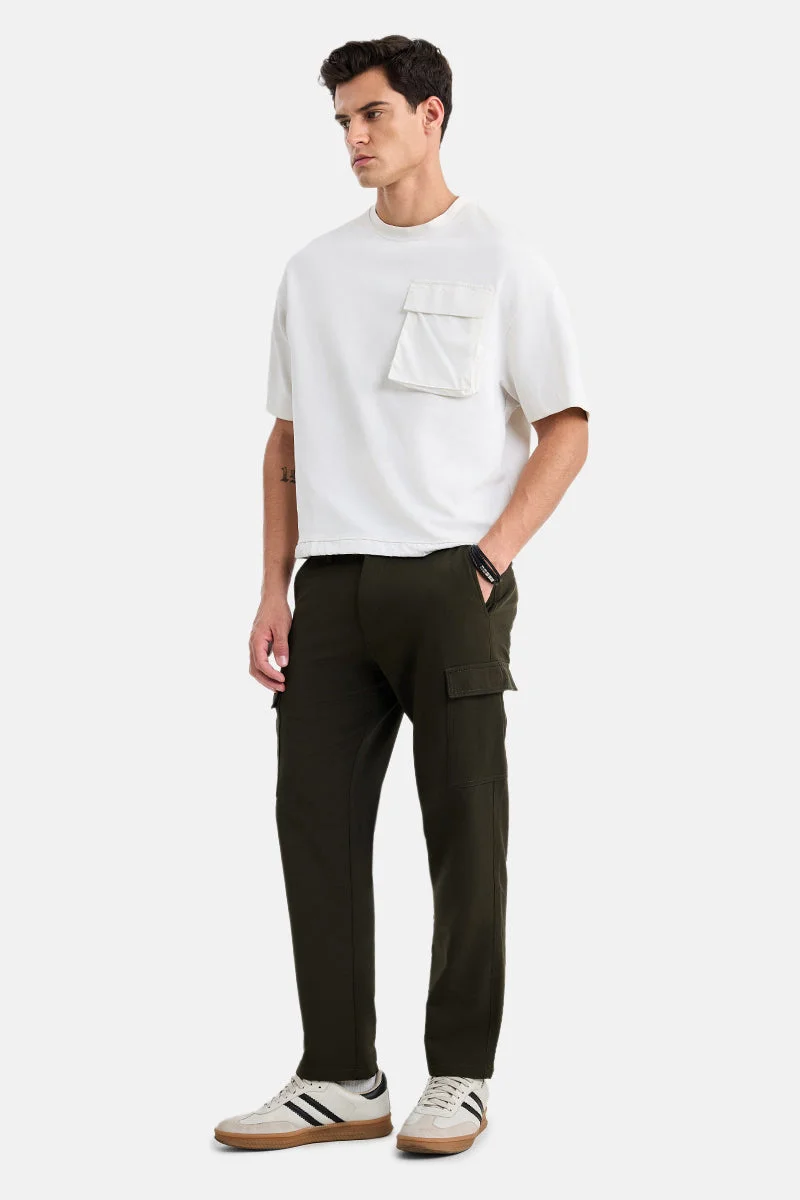 SNITCH Olive Solid Regular Fit Streetwear Cargo