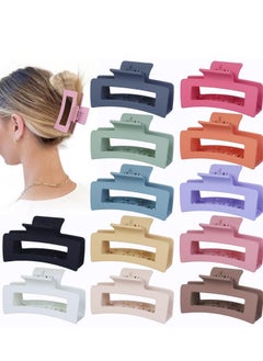 Sisiaipu Sisiaipu 12 Pcs Medium Hair Clips, 3.5 Inch, Colorful - Hair Clips for Thick and Thin Hair, Square Claw Clips, Jaw Clips, Bulk Hair Accessories for Women and Girls  - Image 1
