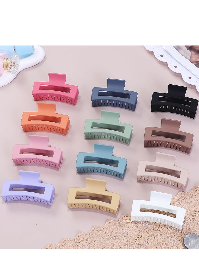 Sisiaipu Sisiaipu 12 Pcs Medium Hair Clips, 3.5 Inch, Colorful - Hair Clips for Thick and Thin Hair, Square Claw Clips, Jaw Clips, Bulk Hair Accessories for Women and Girls  - Image 5