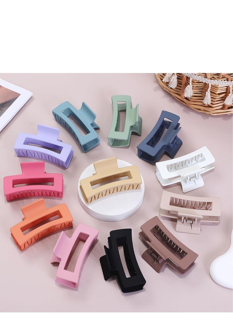 Sisiaipu Sisiaipu 12 Pcs Medium Hair Clips, 3.5 Inch, Colorful - Hair Clips for Thick and Thin Hair, Square Claw Clips, Jaw Clips, Bulk Hair Accessories for Women and Girls  - Image 3