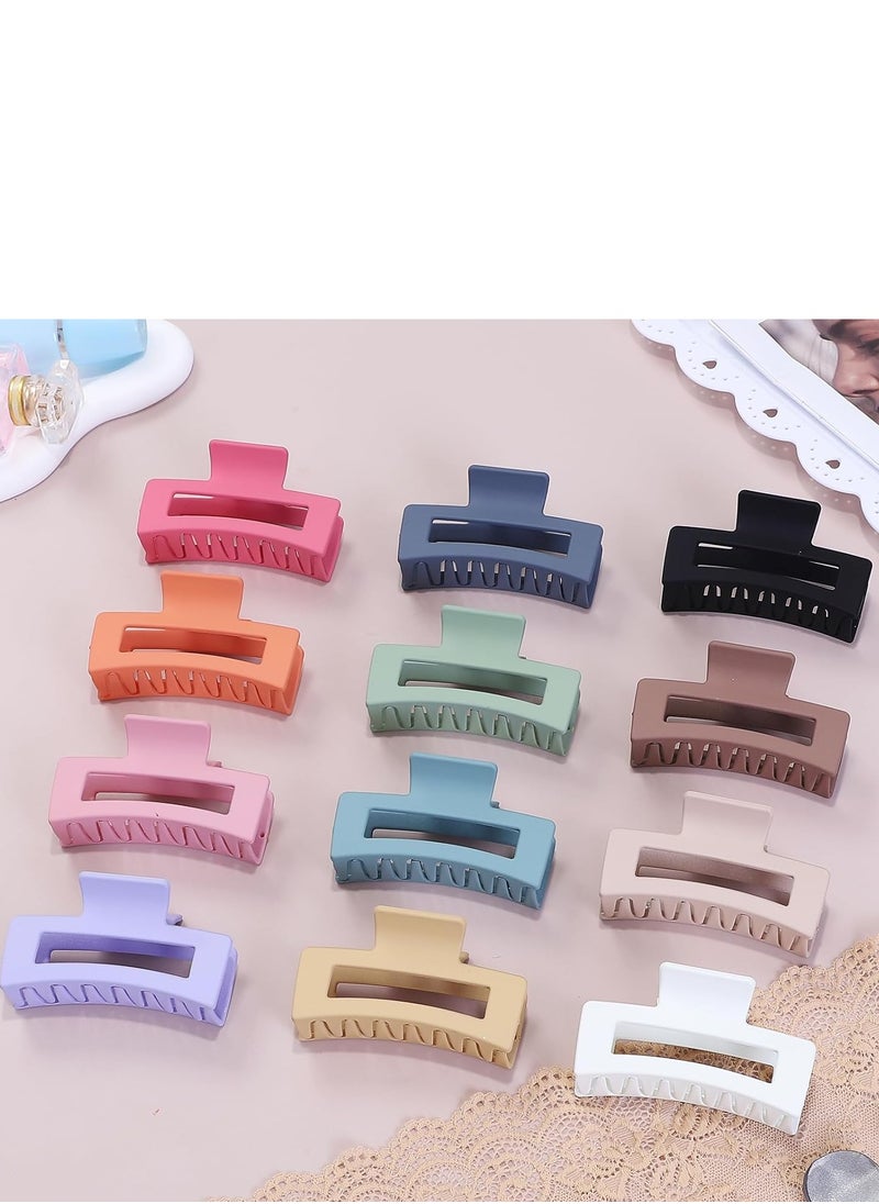 Sisiaipu Sisiaipu 12 Pcs Medium Hair Clips, 3.5 Inch, Colorful - Hair Clips for Thick and Thin Hair, Square Claw Clips, Jaw Clips, Bulk Hair Accessories for Women and Girls  - Image 2