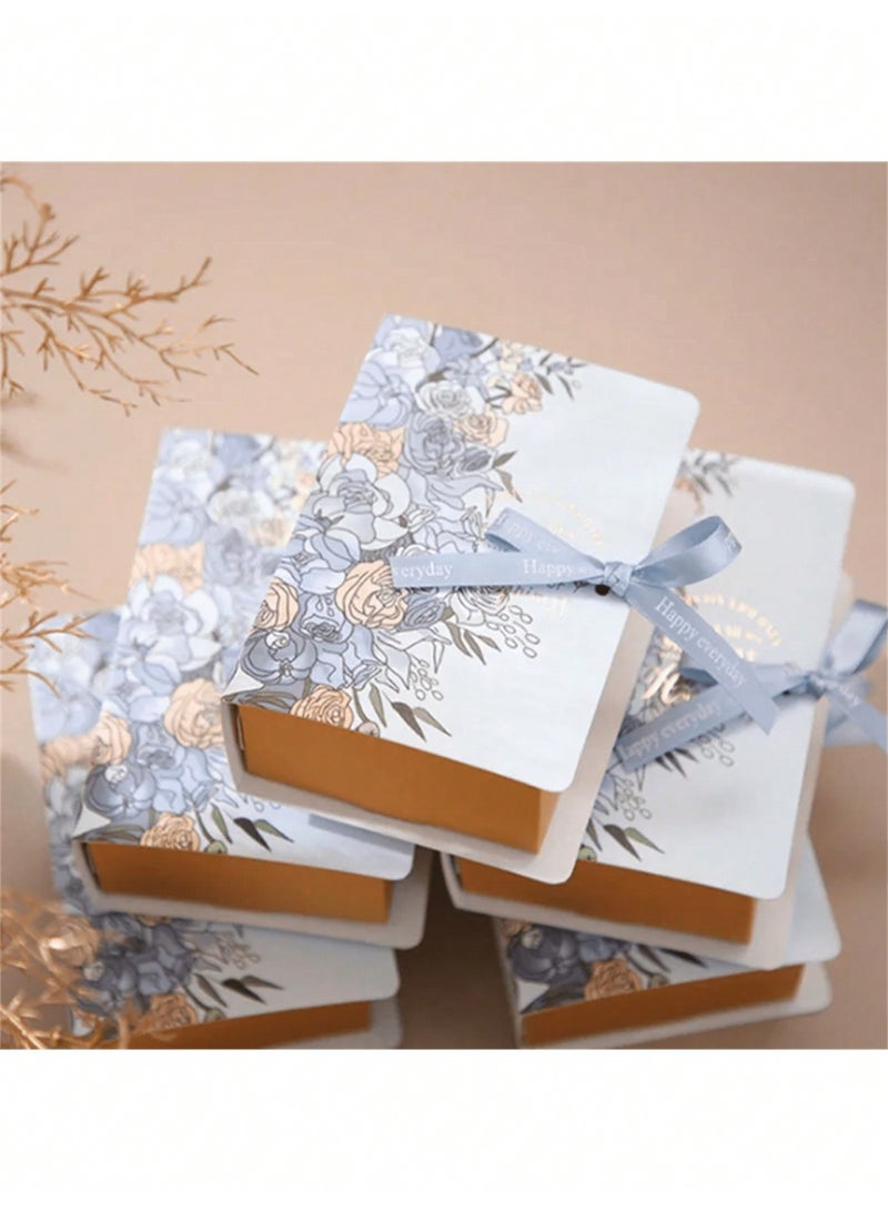 10pcs Book-Shaped Wedding Candy Boxes with Floral Design & Ribbon – Elegant and Creative Paper Gift Boxes for Chocolate, Sweets & Small Favors | Perfect for Weddings, Anniversaries, Birthdays, Valentine’s & Special Events | Decorative Treat Packaging - Image 1