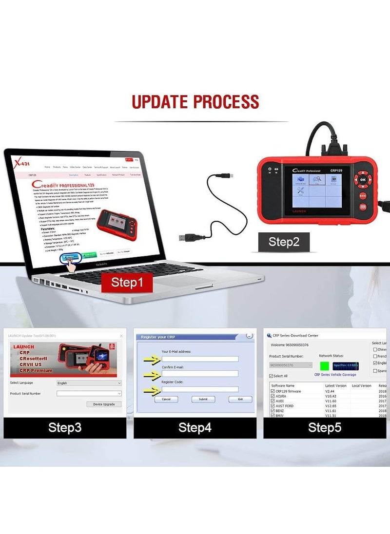 Launch Launch CRP129 OBD2 Scanner Scan Tool For Car ENG AT ABS SRS EPB SAS OIL Service Light Resets Code Reader for Mechanic and Experienced Enthusiast Lifetime Free Update  - Image 3