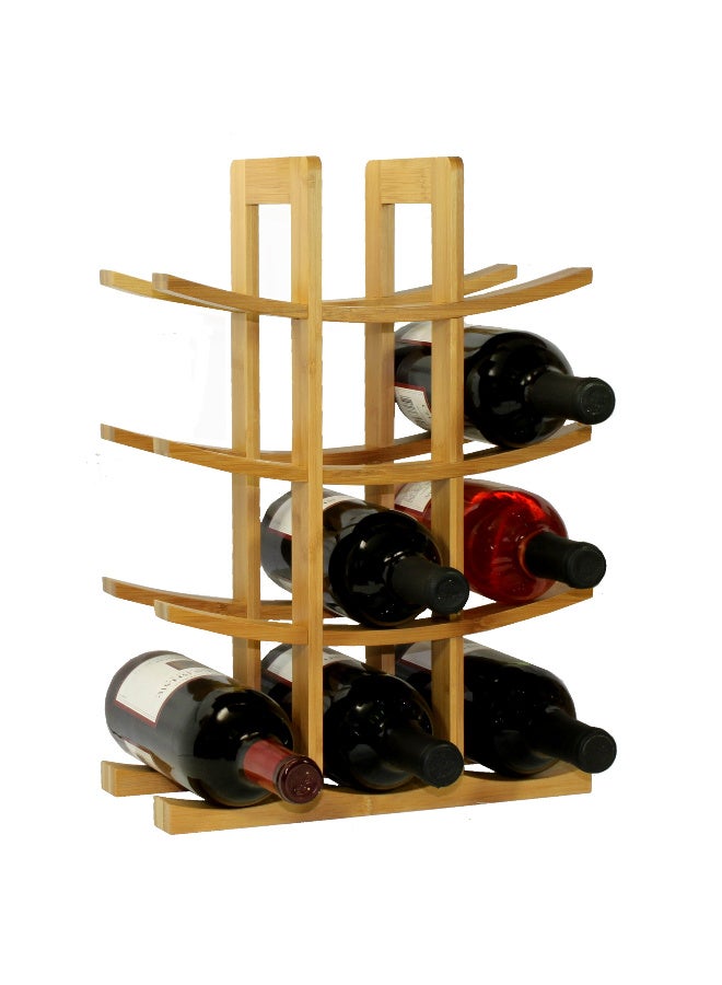 12-Bottle Natural Bamboo Wine Rack, Freestanding Countertop Wine Storage - Image 4