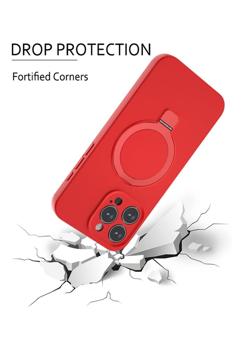 X-level iPhone 15 Pro Silicone Case Cover [Compatible with MagSafe][Build-in Kickstand] Magnetic Stand Comfortable Touch Slim Soft Edge Anti-Fingerprint Camera len Protector Protection Back Cover - Image 3