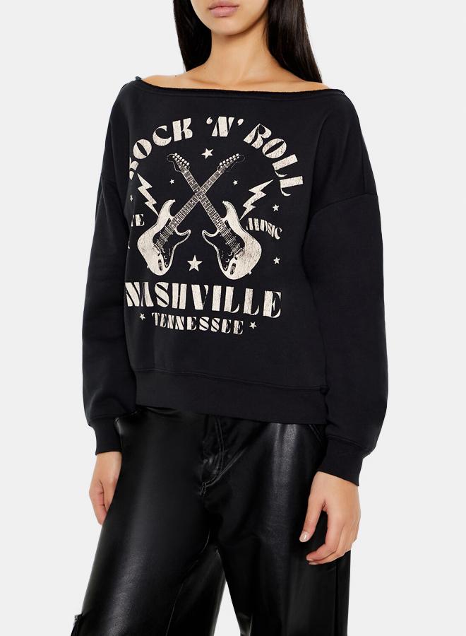 FOREVER 21 Rock N Roll Off-the-Shoulder Pullover - Image 5