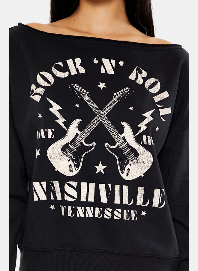 FOREVER 21 Rock N Roll Off-the-Shoulder Pullover - Image 2