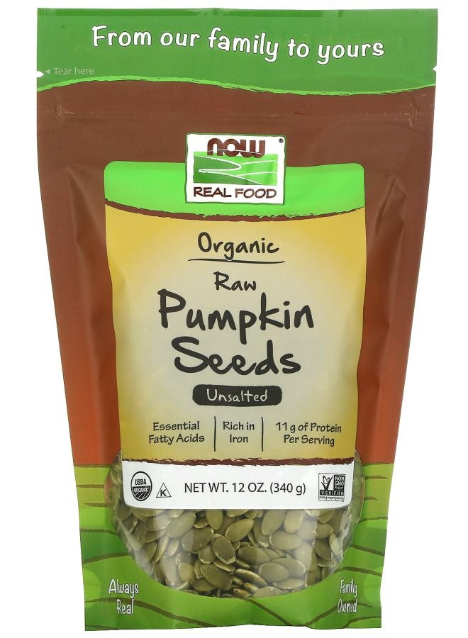 now Organic Raw Pumpkin Seeds Unsalted 12 oz (340 g)