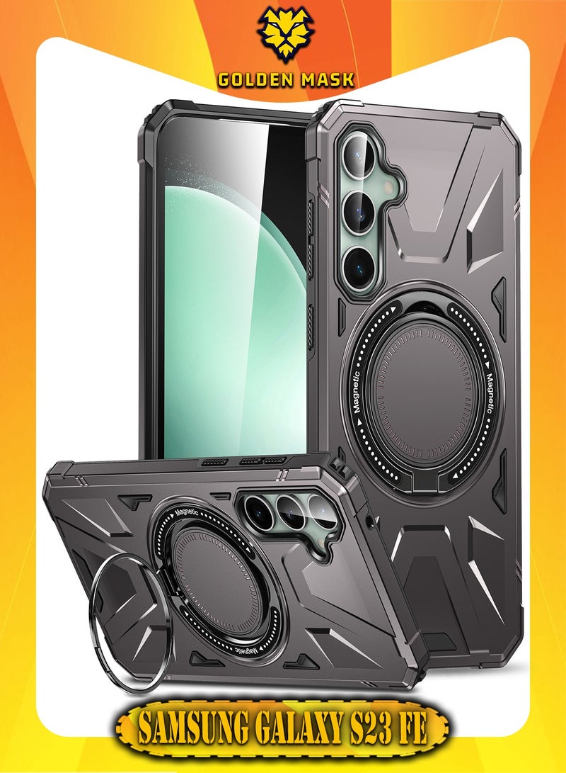 GOLDEN MASK GOLDEN MASK For Samsung Galaxy S23 FE Case Mag-Safe Magnetic Shockproof Phone Case with Ring Holder (Dark Grey) 