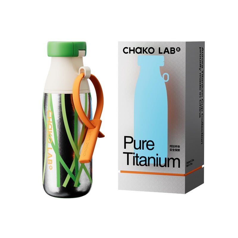 CHAKO LAB Insulated Ti Water Bottle with Two Strap Grass - Image 2