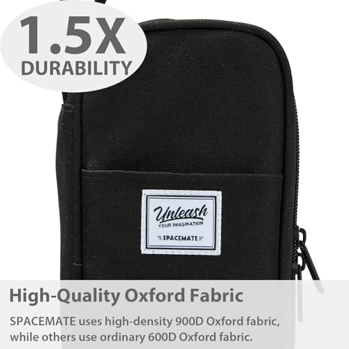 SPACEMATE Pencil Case Pouch Box Bag School Supplies Girls Boys Kids, Cute Preppy Stuff Large Big Capacity Aesthetic Pen Organizer, Back to College Stationary, Black, Classic Stlye, 1800ml - Image 3