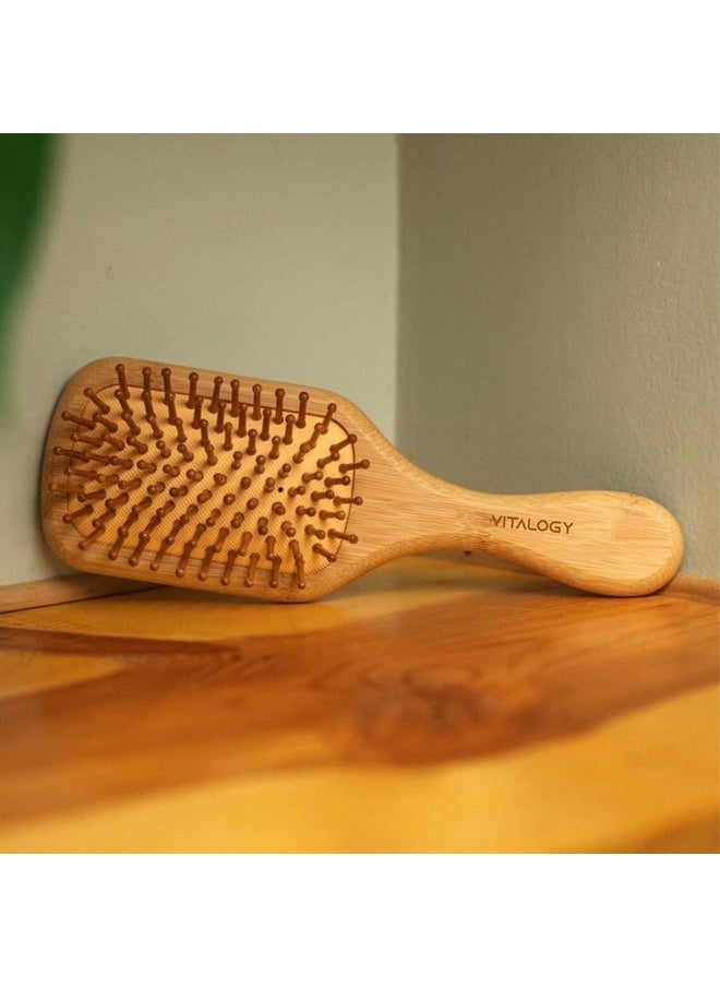 VITALOGY - Bamboo Hair Brush For Hair Growth - Eco Friendly Hair Brush Detangler - Anti-Frizz Hair Brushes With Bamboo Bristles For Massaging Scalp - Natural Wooden Paddle Brushes For Women & Men  - Image 4