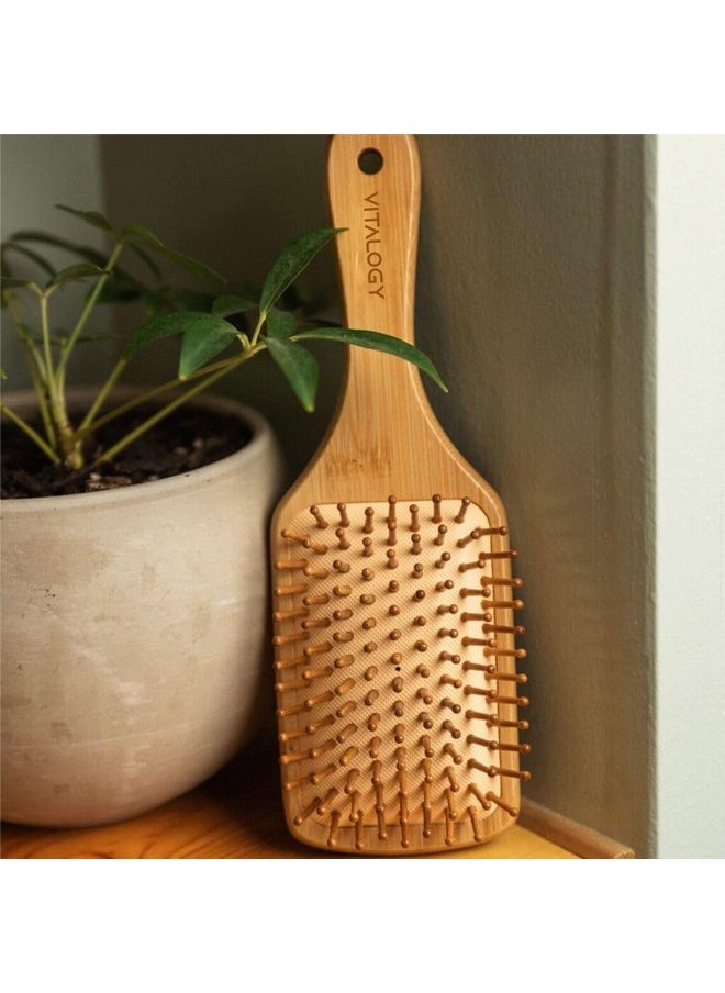 VITALOGY - Bamboo Hair Brush For Hair Growth - Eco Friendly Hair Brush Detangler - Anti-Frizz Hair Brushes With Bamboo Bristles For Massaging Scalp - Natural Wooden Paddle Brushes For Women & Men  - Image 2