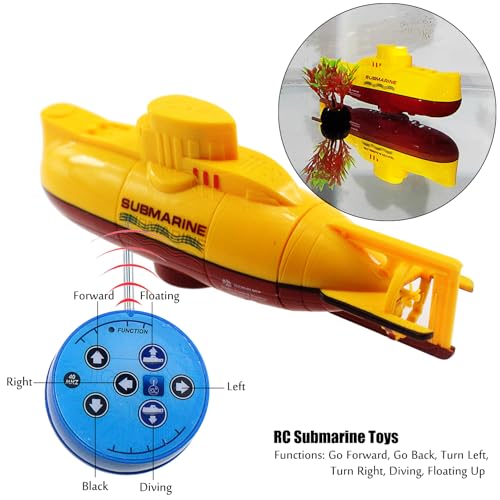 Tipmant Mini RC Submarine Toy Remote Control Boat Electric Dive for Fish Tank Water Tube Kids Gift Yellow - Image 5