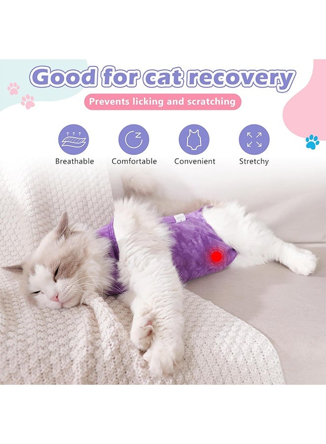 Cat Surgery Recovery Suit Kitten Onesie for Cats After Surgery Female Breathable Kitty Spay Suit for Abdominal Wound Skin Diseases E-Collar Alternative Wear(Tie-dye Purple,L) - Image 4