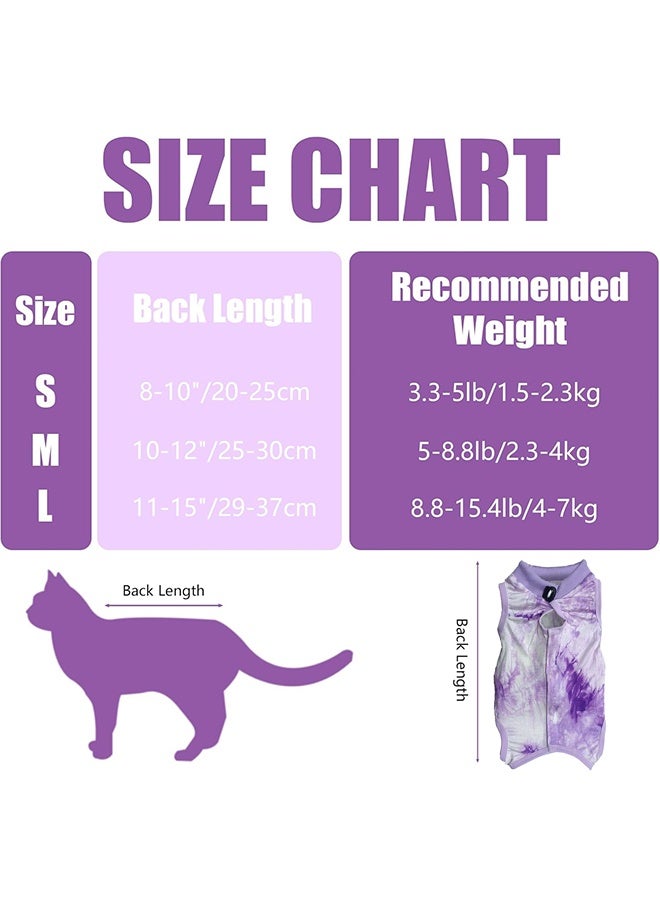 Cat Surgery Recovery Suit Kitten Onesie for Cats After Surgery Female Breathable Kitty Spay Suit for Abdominal Wound Skin Diseases E-Collar Alternative Wear(Tie-dye Purple,L) - Image 5