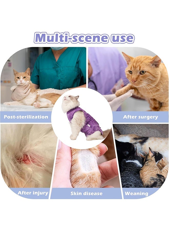 Cat Surgery Recovery Suit Kitten Onesie for Cats After Surgery Female Breathable Kitty Spay Suit for Abdominal Wound Skin Diseases E-Collar Alternative Wear(Tie-dye Purple,L) - Image 2