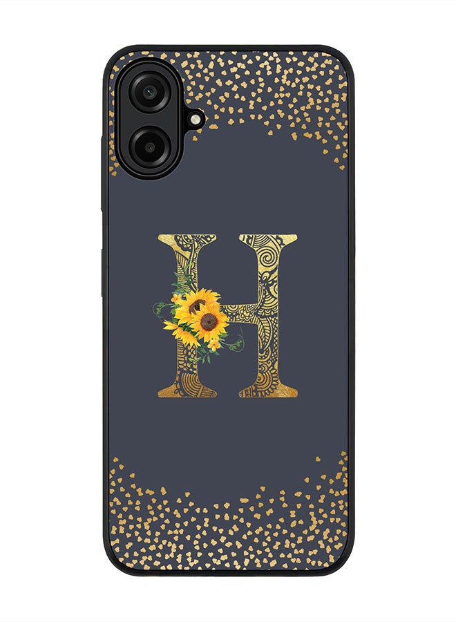 Stylizedd For Samsung Galaxy A07 4G Case,Slim fit Camera Protection, Shockproof Thin Phone cover  - Custom Floral Monogram - H  (Grey )