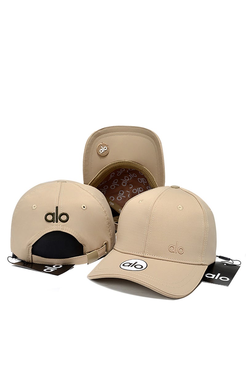 Alo Yoga Light Khaki Baseball Cap Multi - Element Alo Logos & 3D Patch Design