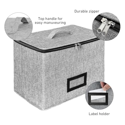 HURZMORO Wine Glass Storage Box with Dividers, Holds 6 Red or White Wine Glasses, Hard Top and Sides,6 Compartment Stemware Storage Container, Grey - Image 3