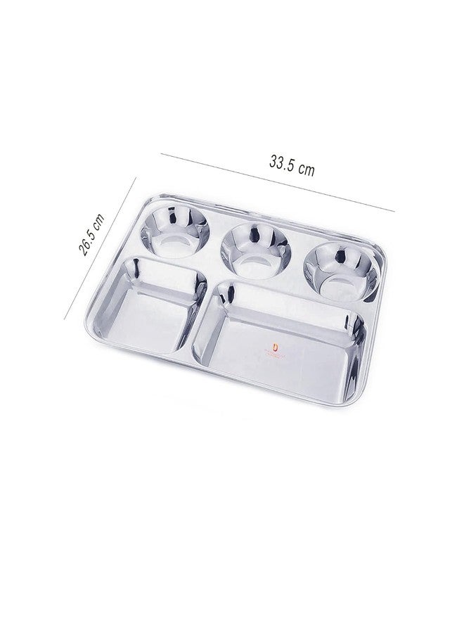 Dharam Paul Traders Extra Deep Cavity and Heavy Weight Stainless Steel Compartment Plate/Dinner Plate/Bhojan Thali- Set of 6 - Image 5