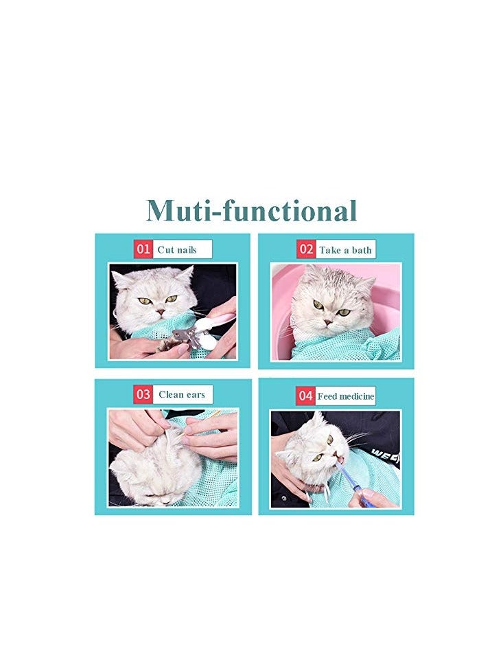 1 pcs Cat Bathing Bag，Puppy Dog Cleaning Shower Bag- Adjustable Anti-Bite and Anti-Scratch Polyester Soft Restraint Cat Grooming Bag for Bathing, Nail Trimming, Injection, Medicine Taking - Image 2