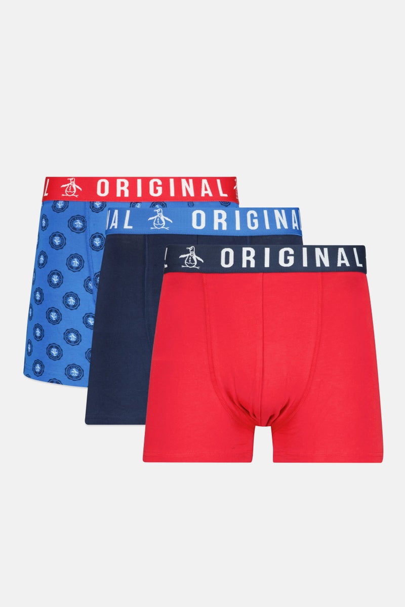 Original Penguin Men 3 Pieces Brand Logo Trunks, Multicolor - Image 1