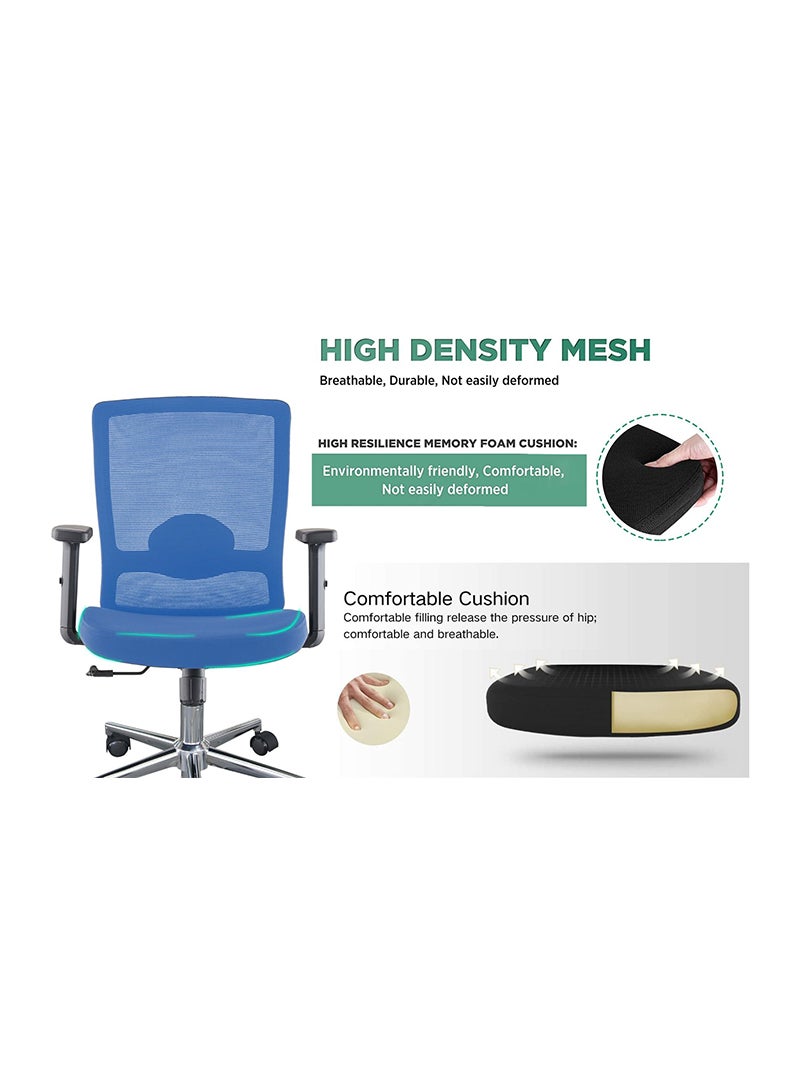Mahmayi Mahmayi SleekLine T01B Medium Back Ergonomic Mesh Chair Blue  - Image 4