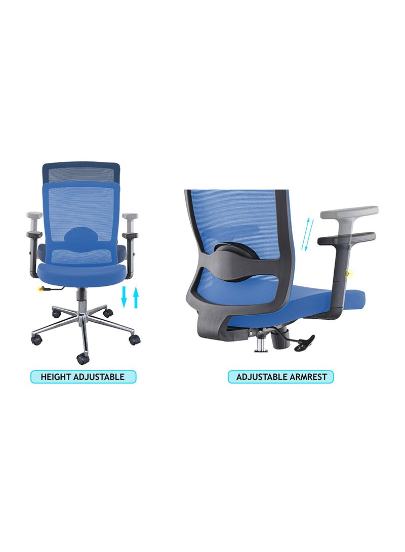 Mahmayi Mahmayi SleekLine T01B Medium Back Ergonomic Mesh Chair Blue  - Image 2