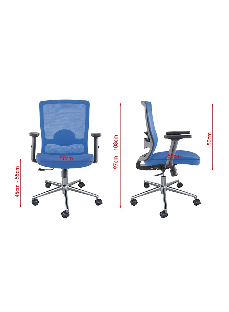 Mahmayi Mahmayi SleekLine T01B Medium Back Ergonomic Mesh Chair Blue  - Image 5