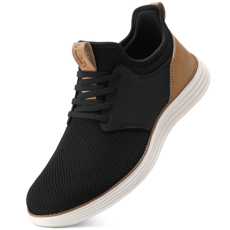 VILOCY Mens Casual Dress Shoes Hands Free Slip On Fashion Sneakers Mesh Tennis Walking Shoes Comfortable Work Shoes Breathable Lightweight Non Slip Black,EU44 - Image 1