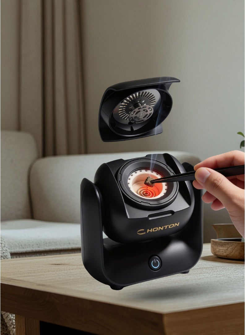 HONTON Portable Rotating Bukhoor Burner – Electric Incense Burner with Bukhoor Accessory Kit, Fast Aroma Diffusion & Safe Touch Design - Image 5
