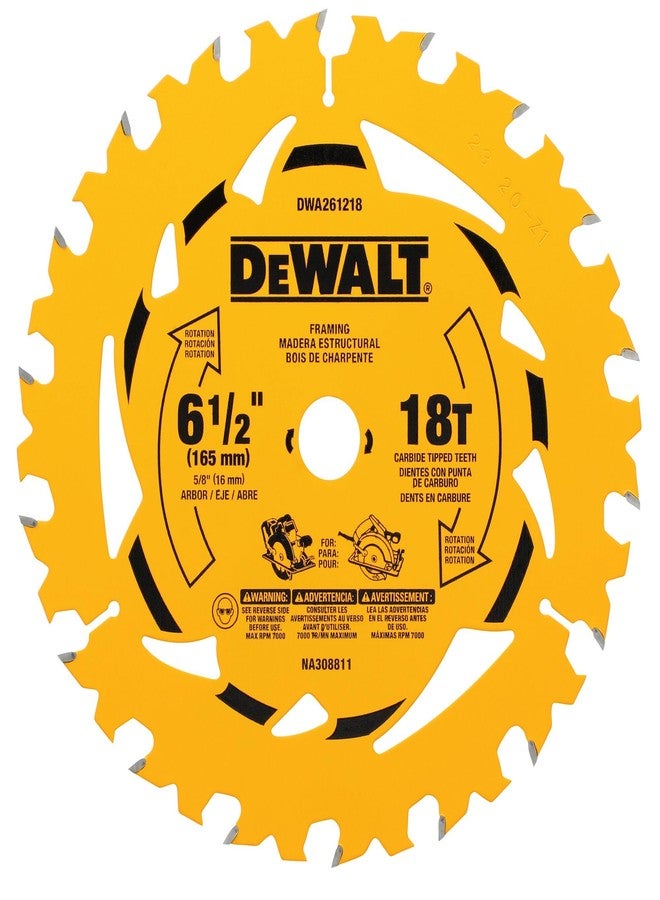 DEWALT 6-1/2 in. 18T Circular Saw Blade (DWA261218) - Image 1