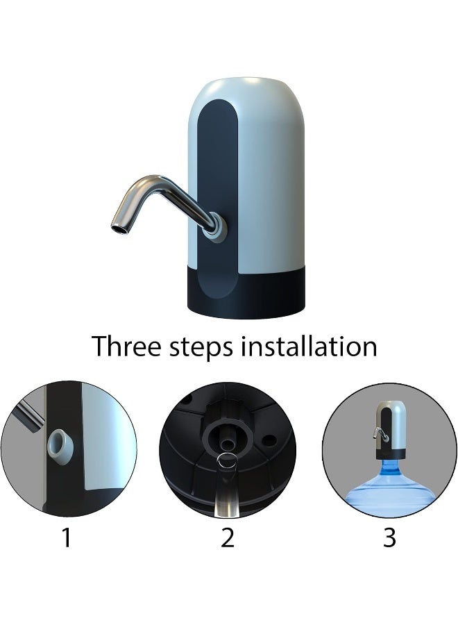 Goods-de Automatic Water Dispenser for any kind of bottles | USB charging, portable Water Pump black and white (White) - Image 4