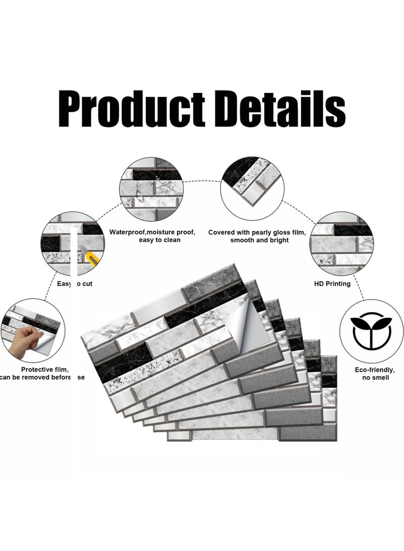 12 Sheets Tile Stickers for Bathroom, Self Adhesive Wall Tiles Waterproof Stick on Tile, Wall Tile Transfers Sticker for Home Decor, Peel & Stick self-Adhesive splashback