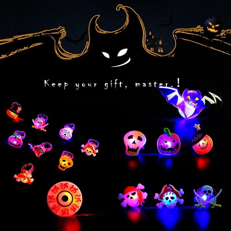 klarako 10PCS LED Glow Party Light Up Toys, Flashing Ring, Halloween LED Fingerrings Light Up Rings Toys Party Favors Suitable for Halloween Party, Costume or Cosplay - Image 2