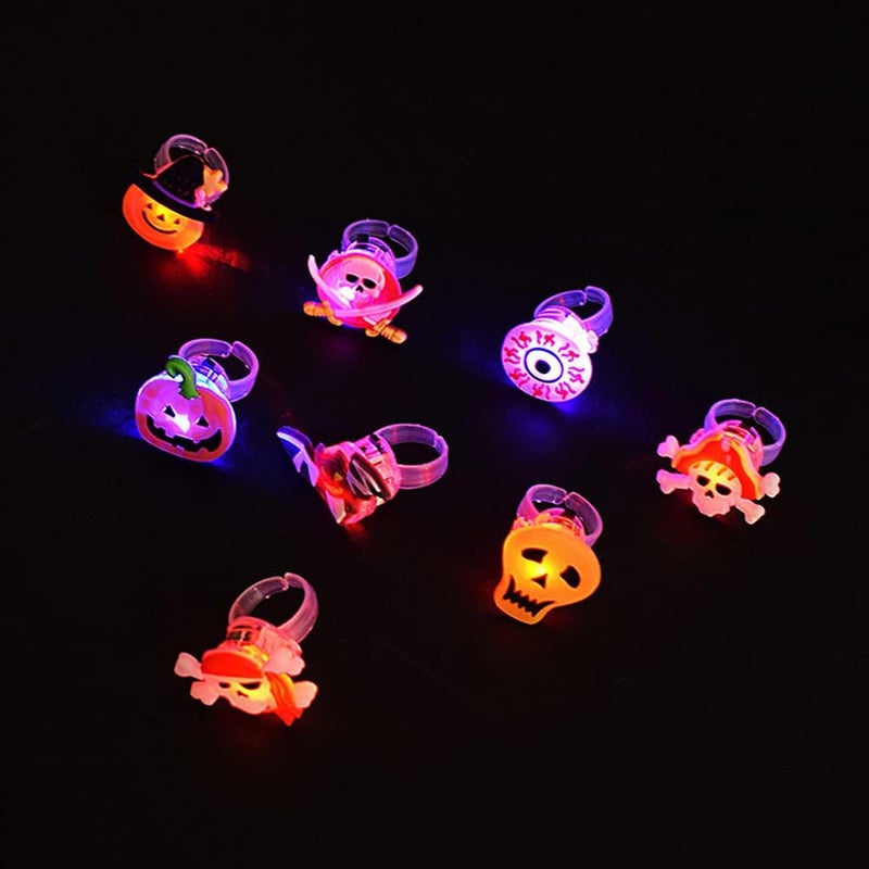 klarako 10PCS LED Glow Party Light Up Toys, Flashing Ring, Halloween LED Fingerrings Light Up Rings Toys Party Favors Suitable for Halloween Party, Costume or Cosplay - Image 1