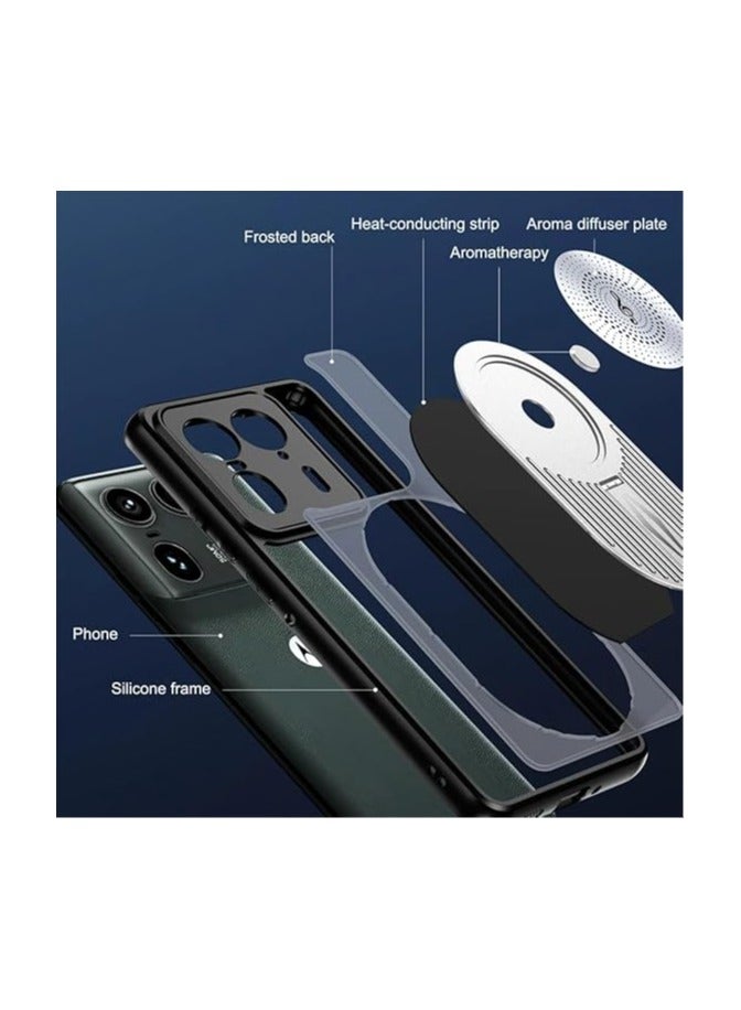 Magnetic Case for Motorola Edge 50 Ultra 5G Case, Aromatherapy Case Graphene Heat Dissipation Shell with Metal Bracket Shockproof Cover Support Wireless Charging - Image 4