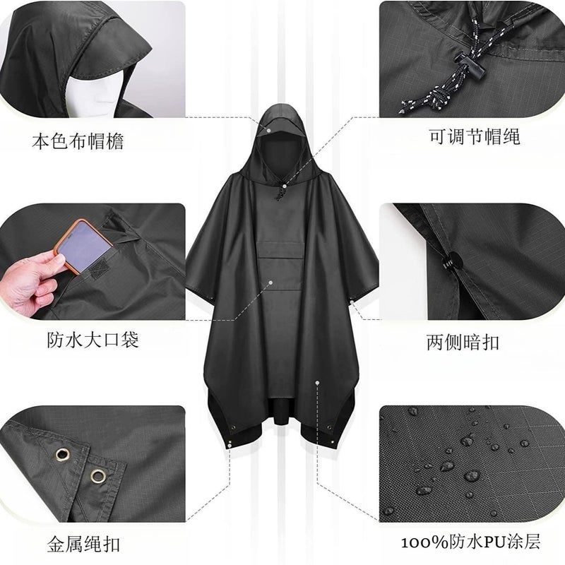 Canopy Multifunctional Three-In-One Outdoor Square Poncho Export Mountaineering Poncho Raincoat Cycling Adult Model - Image 4