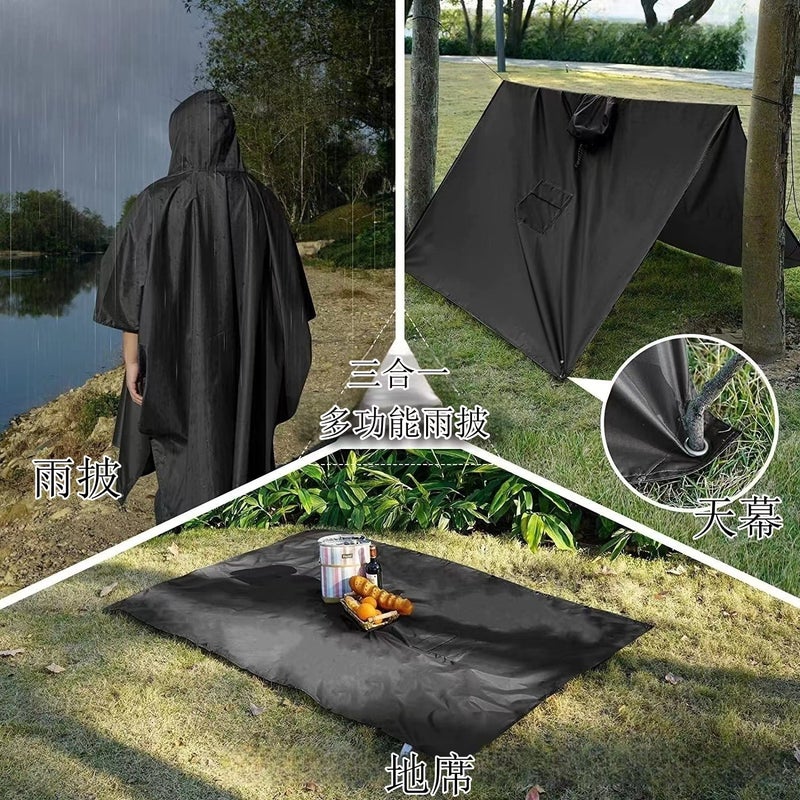Canopy Multifunctional Three-In-One Outdoor Square Poncho Export Mountaineering Poncho Raincoat Cycling Adult Model - Image 3