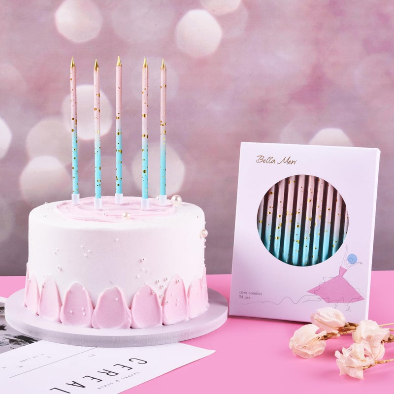 Bella Meri Pink Blue Gold Long Thin Birthday Candles, Cake Candles, Birthday Parties, Wedding Decorations, Party Candles - Image 5