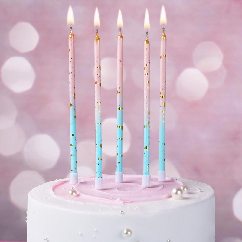Bella Meri Pink Blue Gold Long Thin Birthday Candles, Cake Candles, Birthday Parties, Wedding Decorations, Party Candles - Image 2