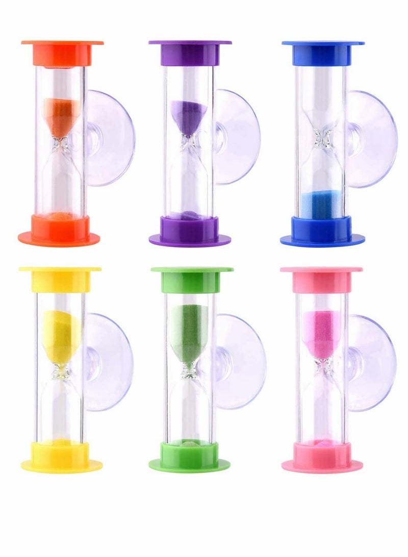Excefore 6 Pack Colorful Sandglass Timer with Suction Cup, 3-Minute Hourglass , Cooking Swivel Sand Timer - Image 1