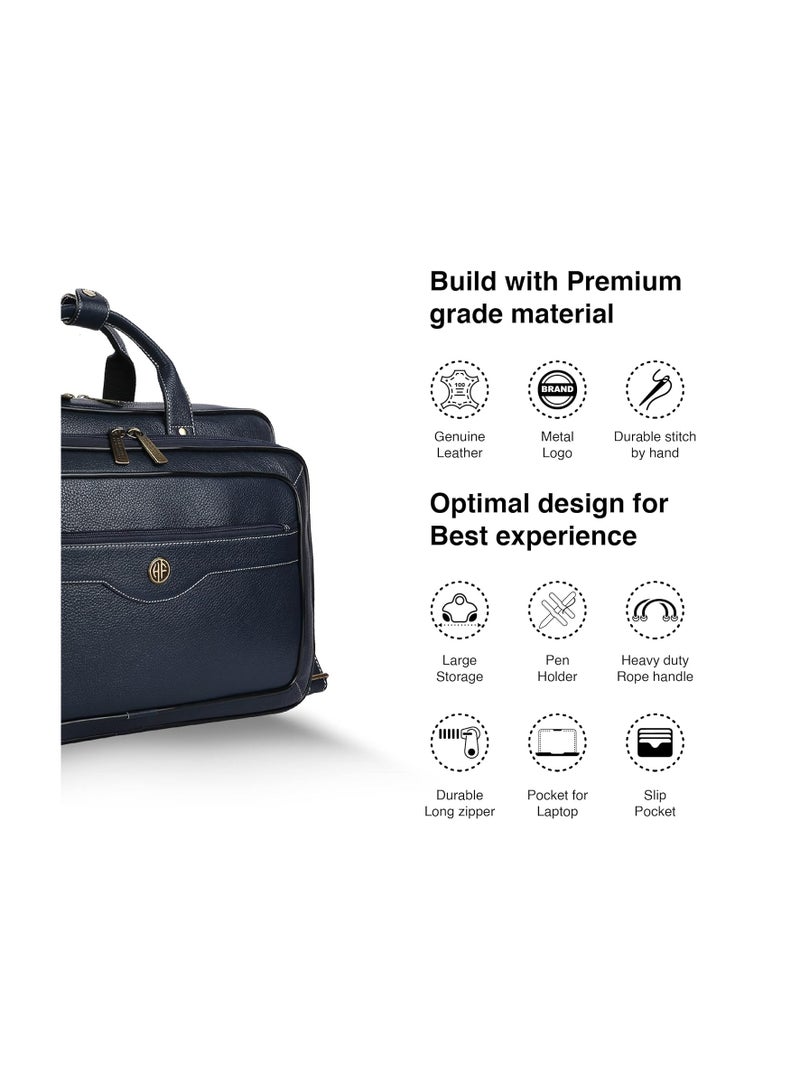 HAMMONDS FLYCATCHER - HAMMONDS FLYCATCHER Genuine Leather Expandable Office Bag for Men with Trolley Strap - Adjustable Strap - 15.6 Inch Leather Laptop Bag for Men, Leather Bag for Men, 1 Year Warranty - Royal Blue - Image 1