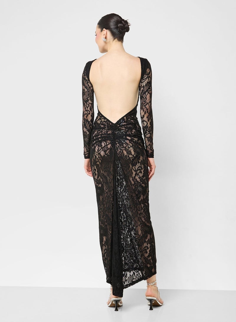 Ginger Backless Lace Bodycon Dress - Image 4