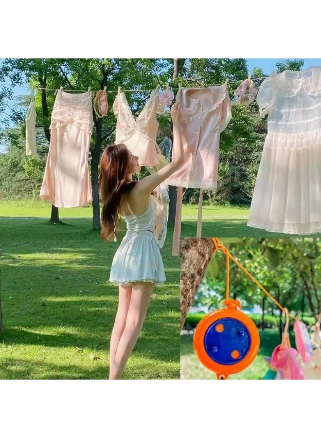 Portable Clothes Line: Adjustable Length, Compact & Lightweight, Suitable for Camping, Travel, And Outdoor Activities - Includes 10M Rope, 20 Clips, And 10 Fixing Holes with Carrying Bag - Image 2