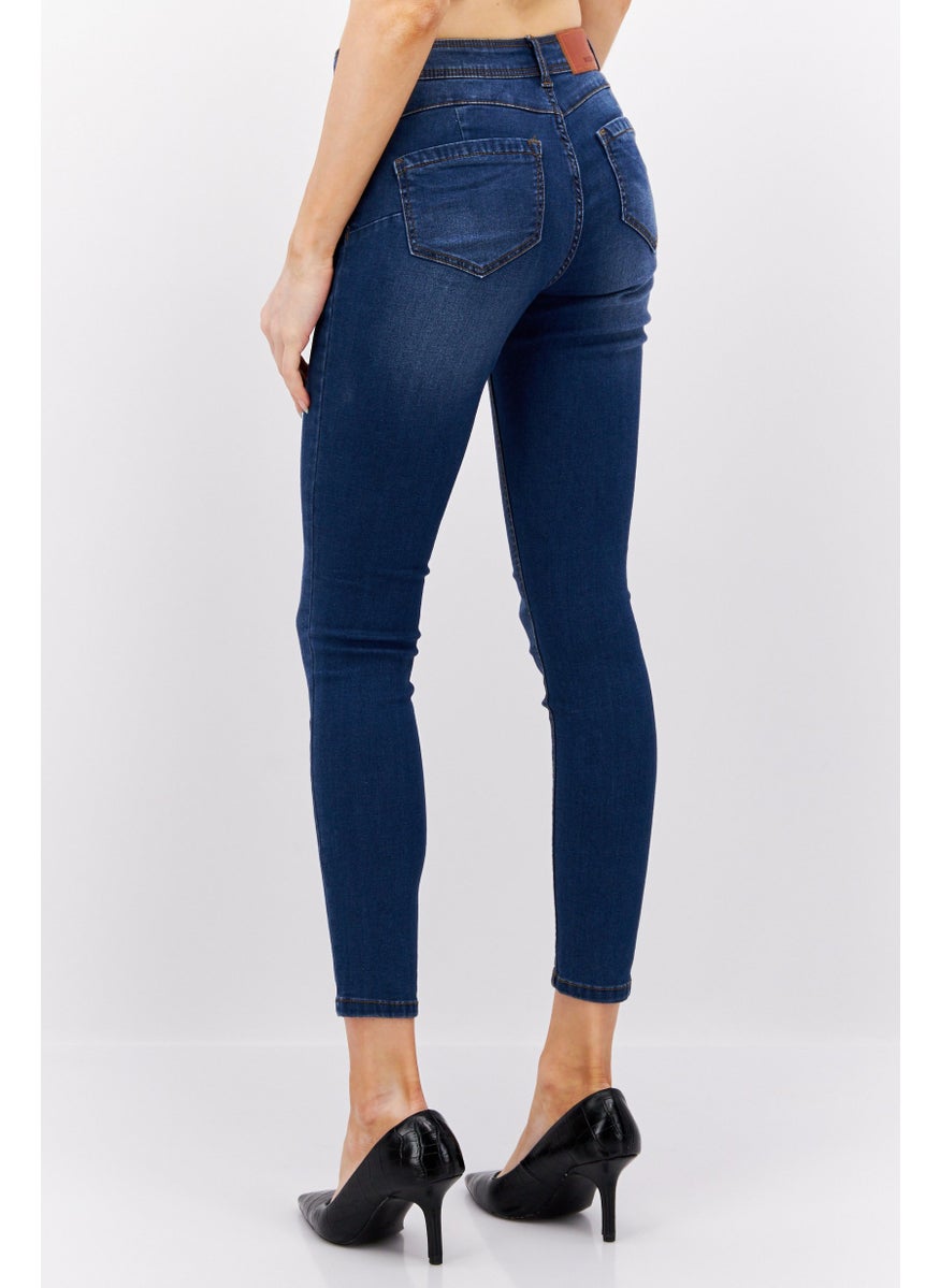 NOISY MAY Women Slim Fit Washed Stretchable Slim Leg Jeans, Med Blue  - Image 2