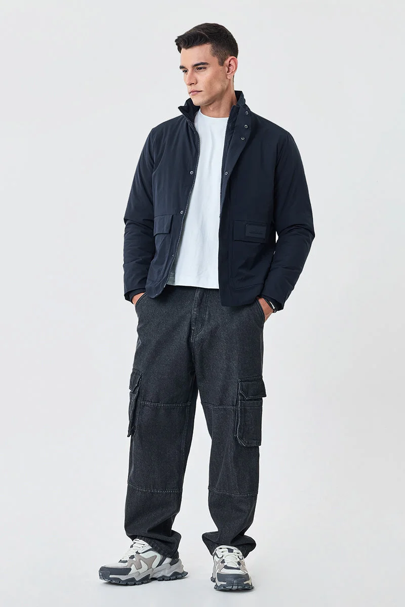 سنيتش Navy Solid Long Sleeve Regular Fit Jacket